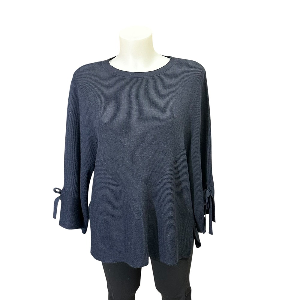 Michelle Nicole‎ Blue Ribbed Knit Kimono Sleeve Pullover Sweater Wool Blend sz M